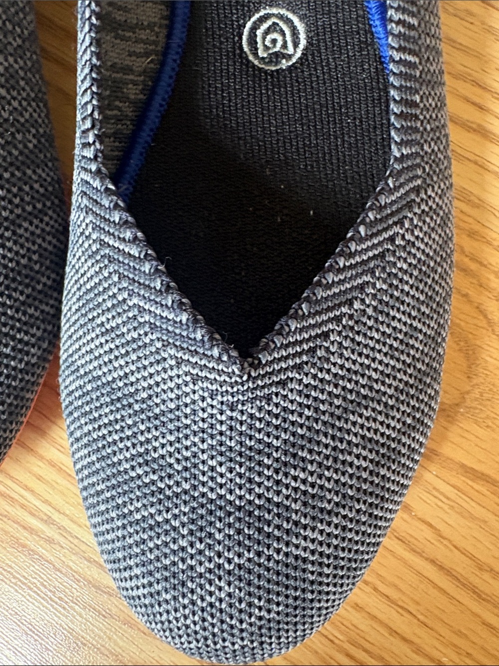 Rothy's Gray Knit Pointed Ballet Flats with Blue Trim - Picture 3 of 3